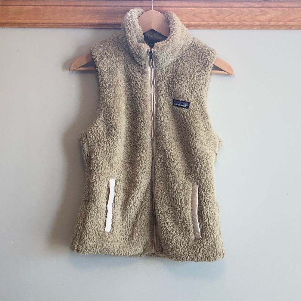 PATAGONIA OSITO Tan Beige fleece zip front vest S